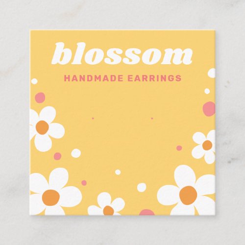 Strawberry blossom retro font yellow earring card