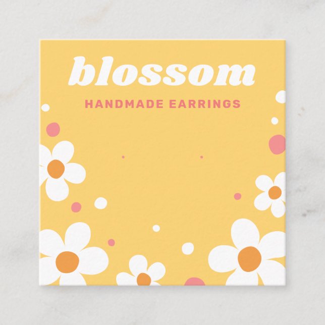 Strawberry blossom retro font yellow earring card (Front)