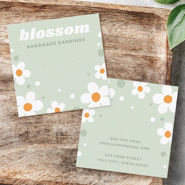 Strawberry blossom retro light green earring card (Strawberry blossom retro light green earring card)