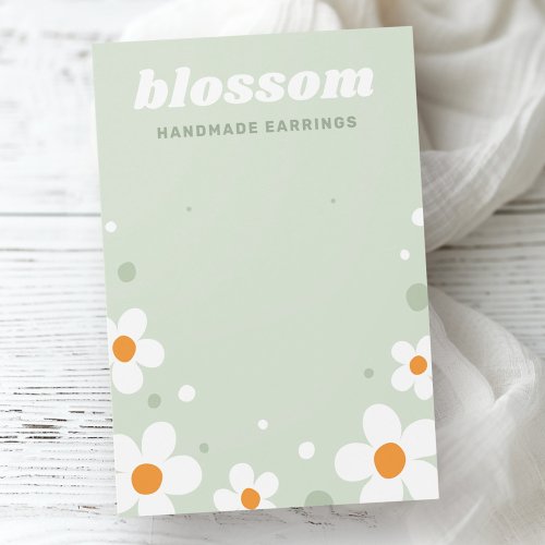 Strawberry blossom retro light green earring card