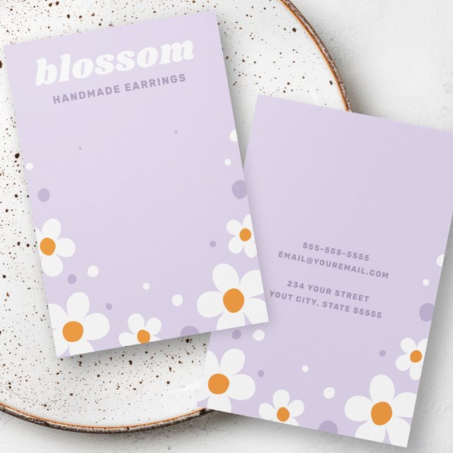 Strawberry blossom retro light purple earring card (Strawberry blossom retro light purple earring card)