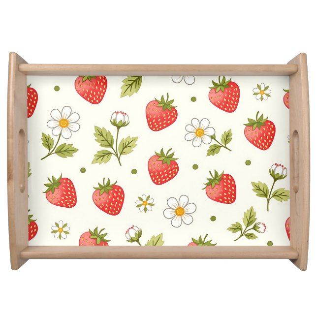 Strawberry Blossom Summer Pattern Serving Tray (Front)