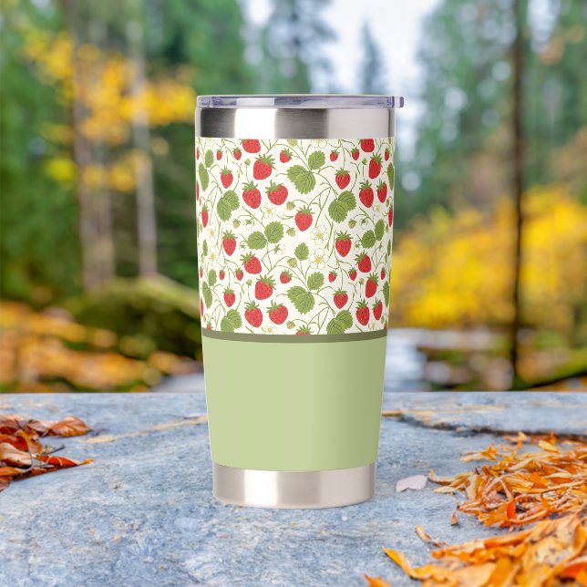 Strawberry Blossoms and Berries Pattern  Insulated Tumbler (Outdoor)