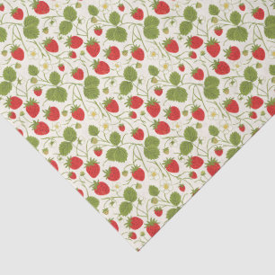 Strawberry Blossoms and Berries Pattern Tissue Paper
