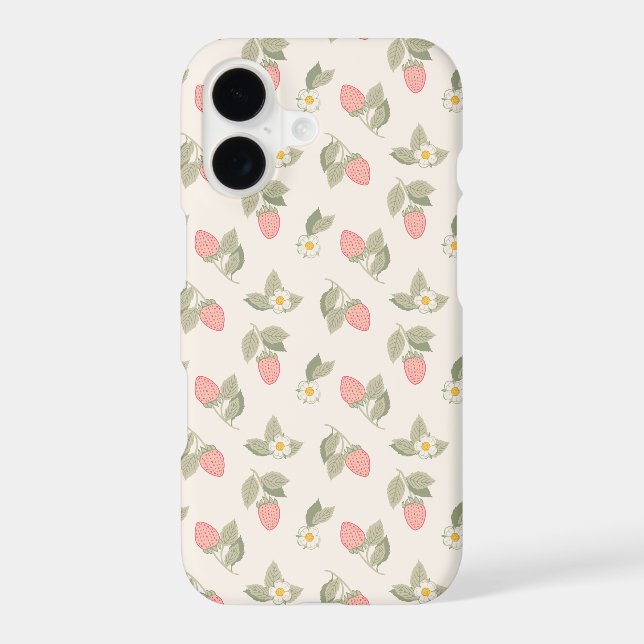 Strawberry & Blossoms Pattern Pink Yellow Case-Mate iPhone Case (Back)
