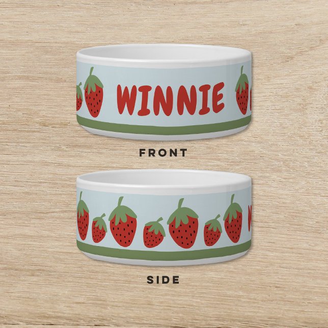 Strawberry Blue Dog Cat Pet Bowl (Creator Uploaded)