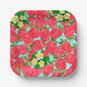 Strawberry Blue Paper Plates
