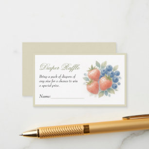 Strawberry Blueberry Baby Diaper Raffle Enclosure Card