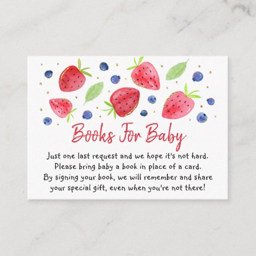 Strawberry Blueberry Baby Shower Book Request Enclosure Card