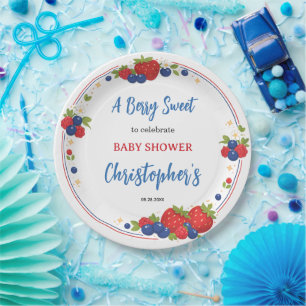 Strawberry Blueberry Berry Sweet Baby Shower Paper Plates