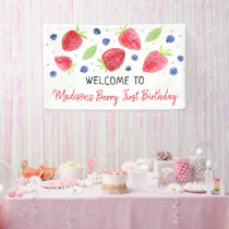 Strawberry Blueberry Berry Sweet Birthday Banner