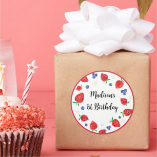 Strawberry Blueberry Berry Sweet Birthday Classic Round Sticker
