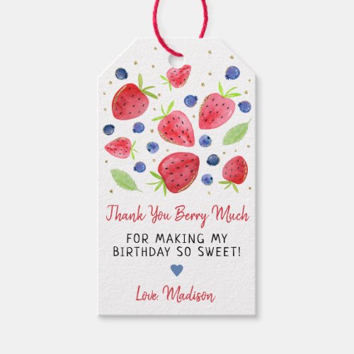 Strawberry Blueberry Berry Sweet Birthday Gift Tags