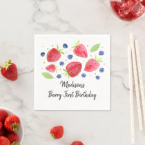 Strawberry Blueberry Berry Sweet Birthday Napkins