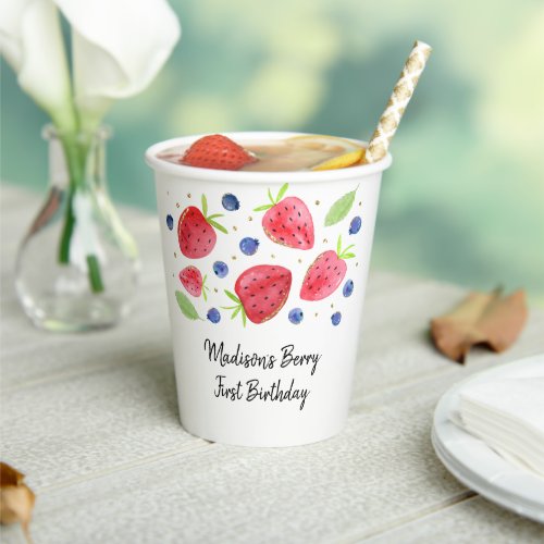 Strawberry Blueberry Berry Sweet Birthday Paper Cups