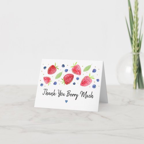 Strawberry Blueberry Berry Sweet Birthday Thank You Card