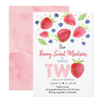 Strawberry Blueberry Berry Sweet Second Birthday Invitation