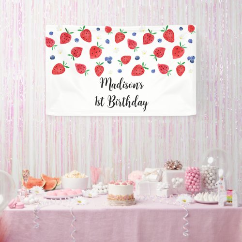 Strawberry Blueberry Birthday Banner