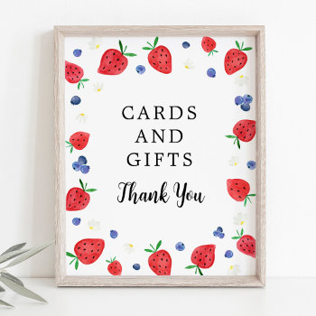 Strawberry Blueberry Birthday Cards & Gifts Sign by LittlePrintsParties at Zazzle