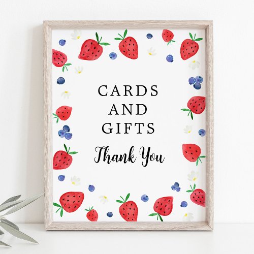 Strawberry Blueberry Birthday Cards  Gifts Sign