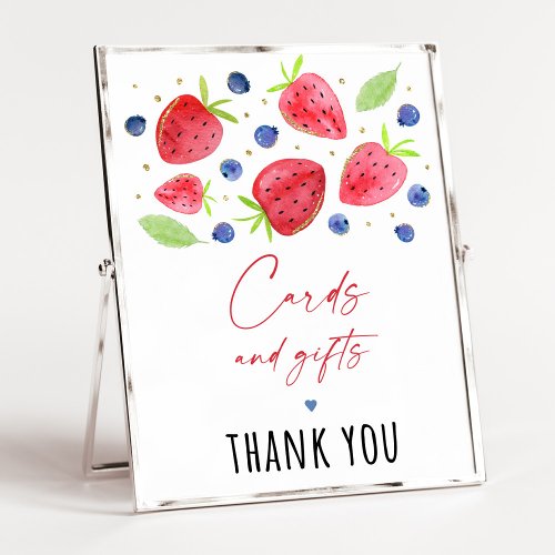 Strawberry Blueberry Birthday Gifts Sign