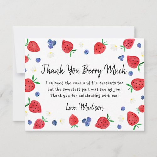 Strawberry Blueberry Birthday Thank You Card
