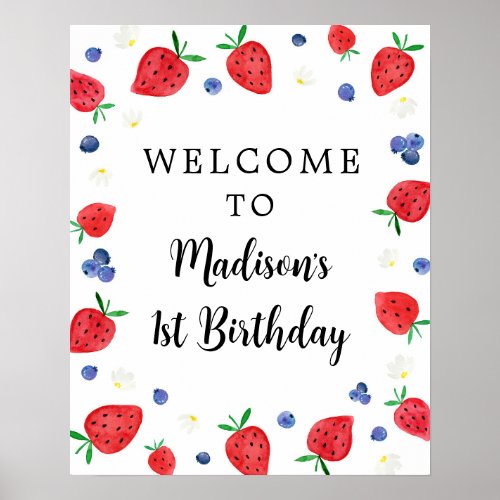 Strawberry Blueberry Birthday Welcome Poster