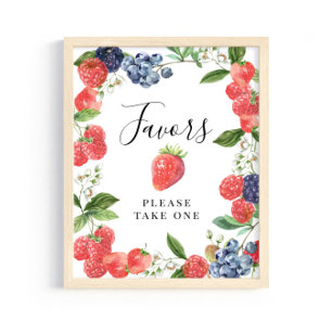 Strawberry Blueberry Favors - Please Take One Sign