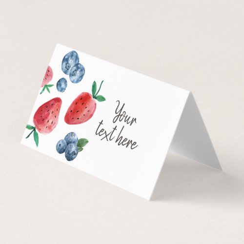 Strawberry Blueberry Food Label Tent Berry Sweet Business Card