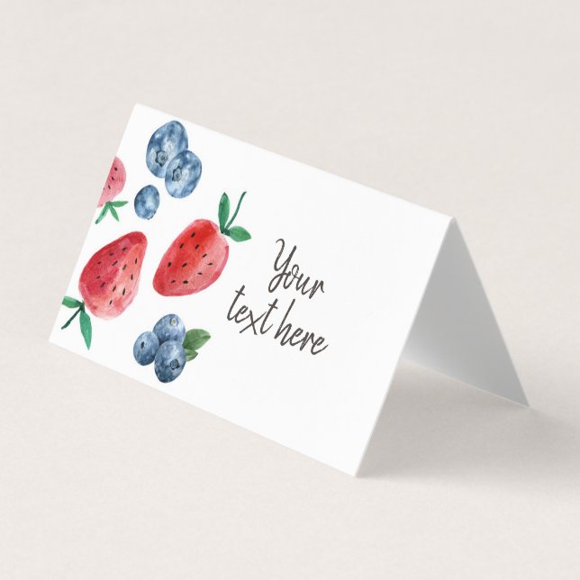Strawberry Blueberry Food Label Tent Berry Sweet Business Card (Front)