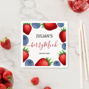 Strawberry & Blueberry Girl Birthday Party Napkins
