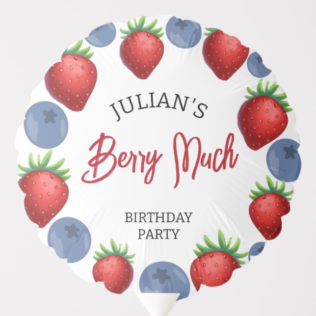 Strawberry & Blueberry Girl Birthday Party Photo Balloon (Front)