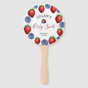 Strawberry & Blueberry Girl Birthday Party Photo Hand Fan