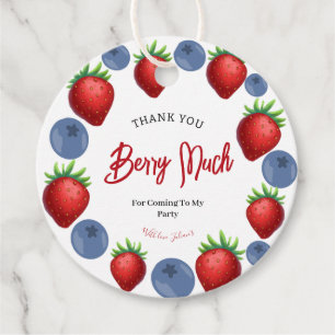 Strawberry Blueberry Girl Birthday Thank You Favor Tags