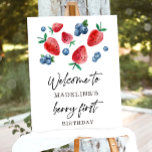 Strawberry Blueberry Sweet Berry Birthday Welcome Poster at Zazzle