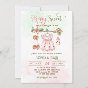 Strawberry Boho Clothes Girl Baby Shower   Invitation