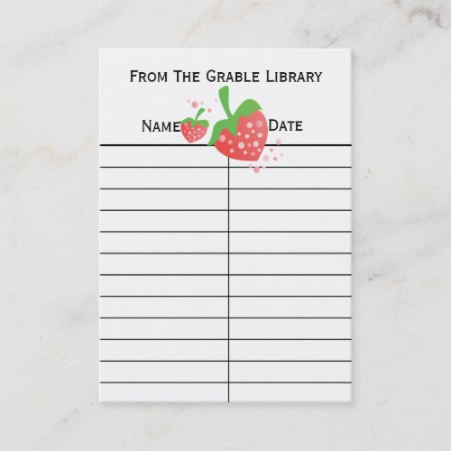 Strawberry Book Return Cards Business Card Template