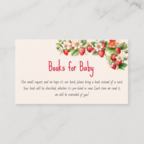 Strawberry books for baby pink ticket enclosure card