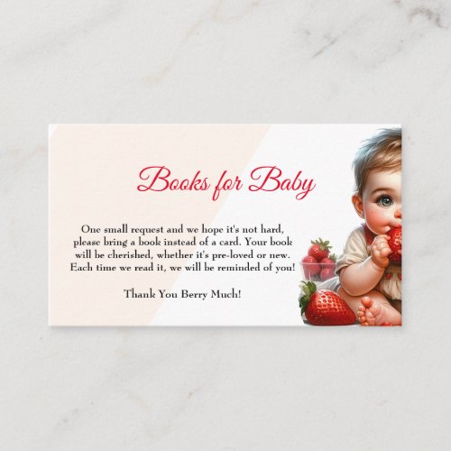 Strawberry books for baby pink ticket  enclosure card