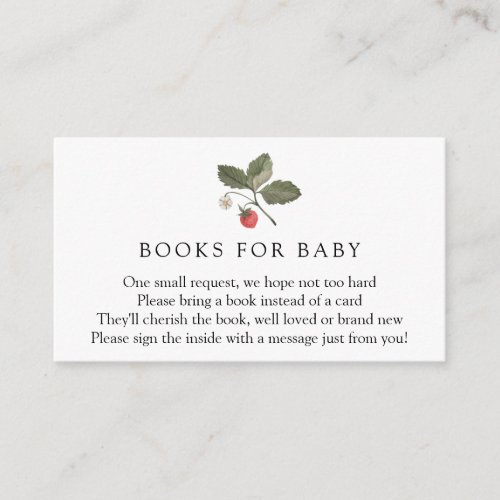 Strawberry Books for Baby Request Enclosure Card