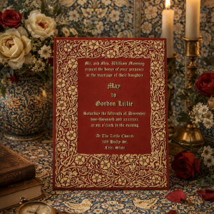 Strawberry Border Customizable Colors Wedding Invitation