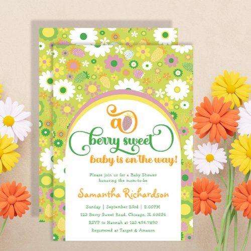 Strawberry Botanical Baby Shower Invitation