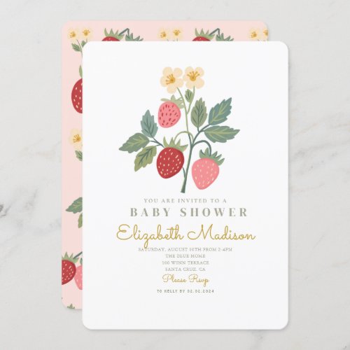Strawberry Bouquet Blossom Baby Shower  Invitation