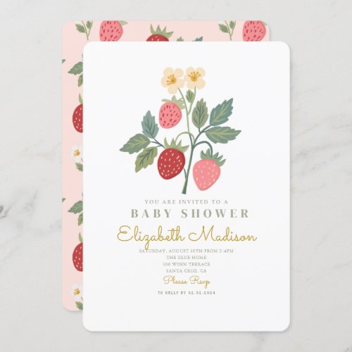 Strawberry Bouquet Blossom Baby Shower Invitation