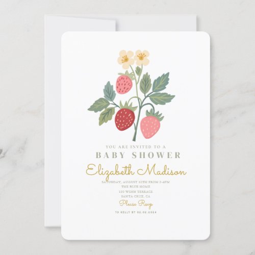 Strawberry Bouquet Blossom Baby Shower  Invitation