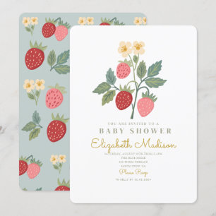 Strawberry Bouquet Blossom Baby Shower Invitation