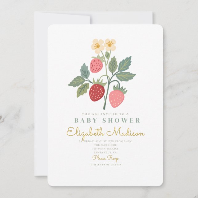 Strawberry Bouquet Blossom Baby Shower  Invitation (Front)