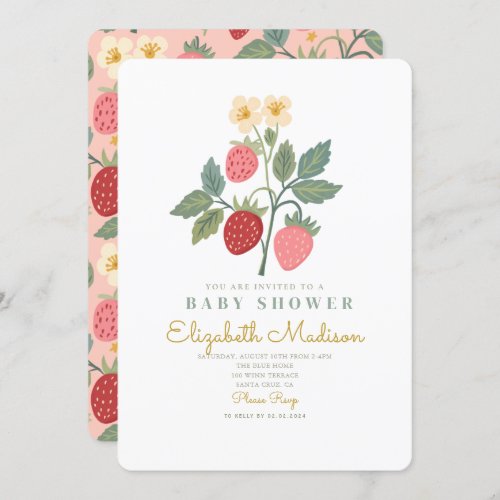 Strawberry Bouquet Blossom Baby Shower  Invitation