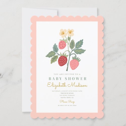 Strawberry Bouquet Blossom Baby Shower  Invitation