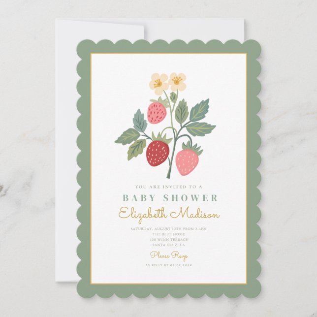Strawberry Bouquet Blossom Baby Shower  Invitation (Front)